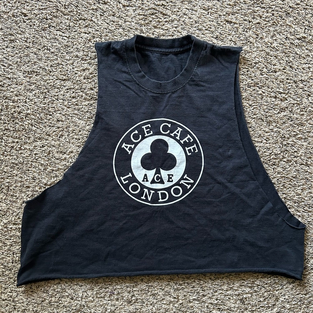Vintage Black Sleeveless Tee with White Ace Logo